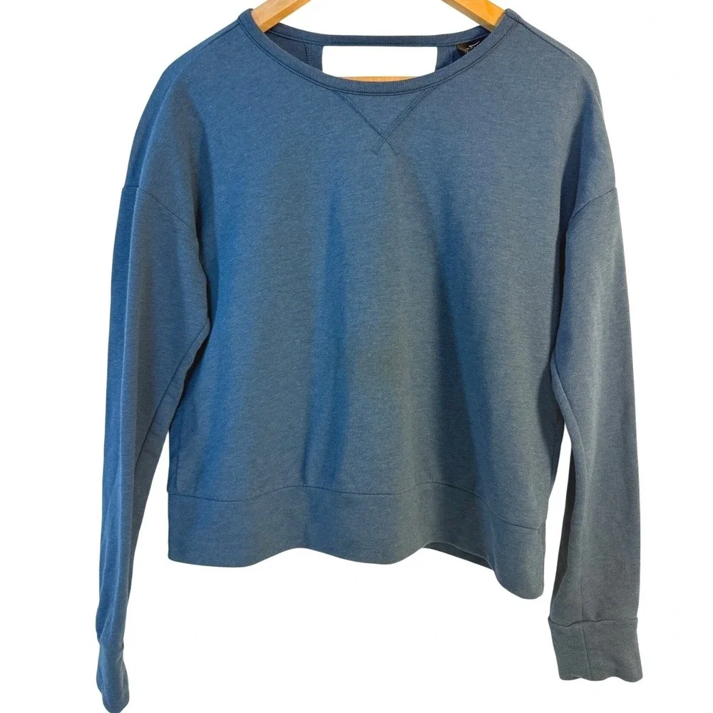 Nike Dri Fit Yoga Wrap Front Open Back Pullover Teal Blue Size M‎